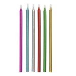 Unique Party 13cm Metallic Rainbow Birthday Candles, 12 pcs