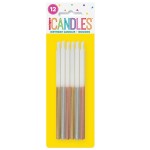 Unique Party 2-Toned Metallic Birthday Candles, 12 pcs