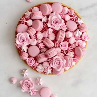 Large Sugar Roses Pink 6 pcs - GLUTEN FREE cake decoration