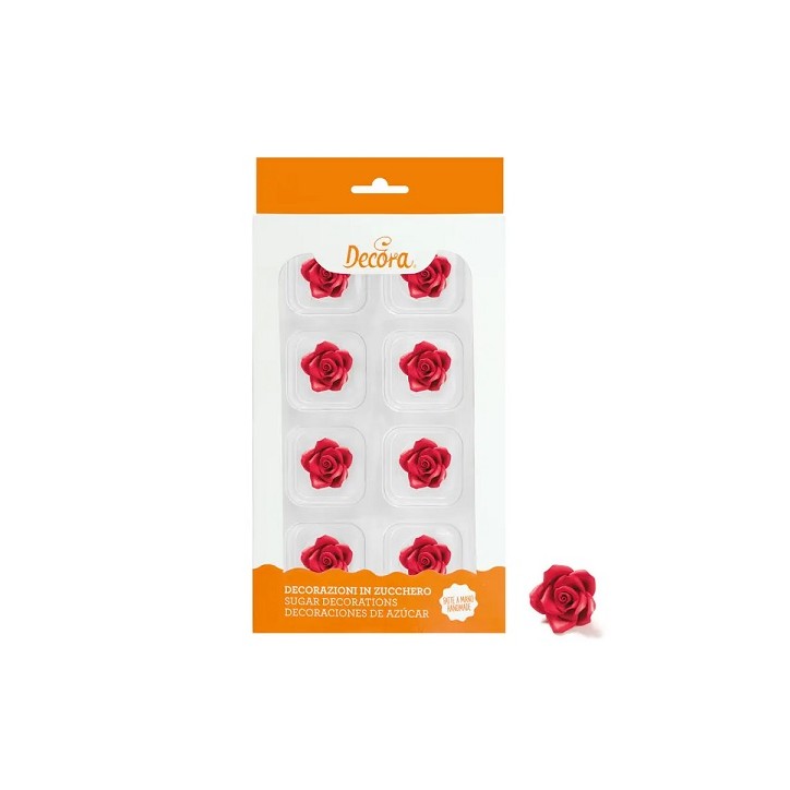 Red Sugar Roses Mini 8 pcs - Glutenfree Roses 0500384