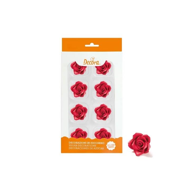 35mm Sugar Roses Red - Glutenfree Cake Decoration