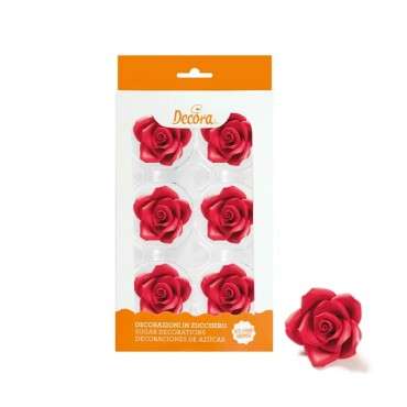 Wedding Cake Decoration - Red Sugar Roses 50mm