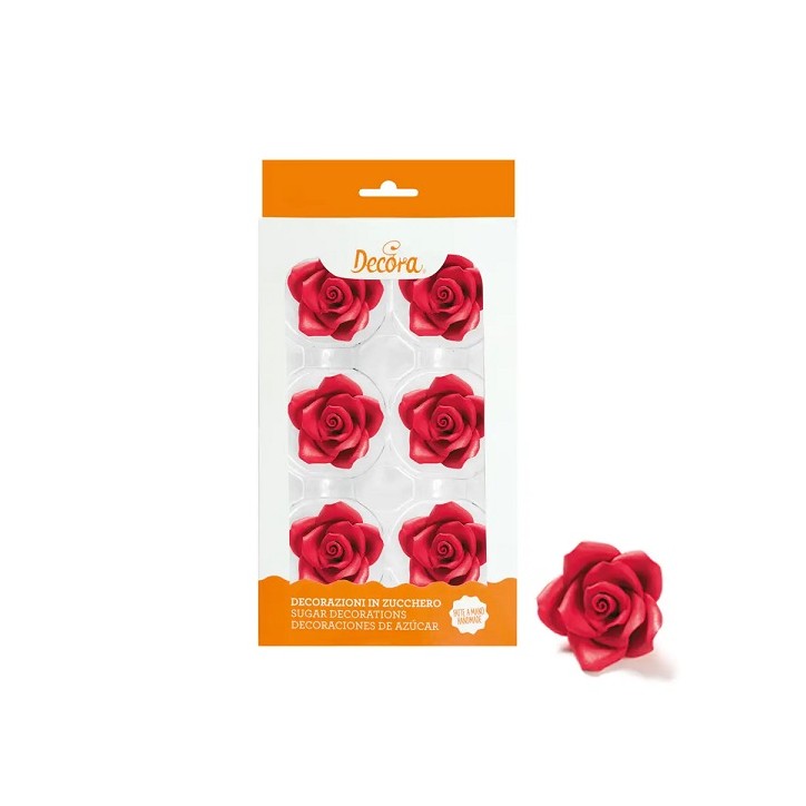 Wedding Cake Decoration - Red Sugar Roses 50mm