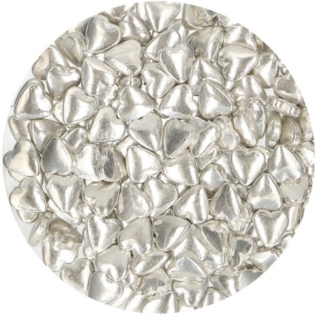 Silber Metallic Zuckerherzen Streusel - FunCakes Herz Kuchendekor