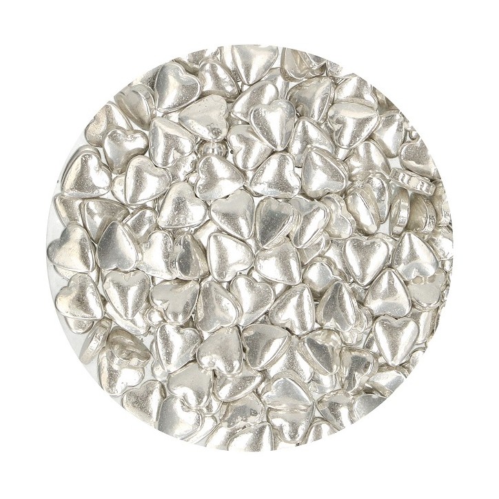 Silber Metallic Zuckerherzen Streusel - FunCakes Herz Kuchendekor