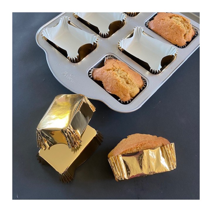 Mini Plumcake Baking Cups Gold suitable for Decora Plum Cake Pan