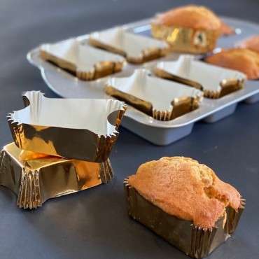 Mini Plumcake Baking Cups Gold suitable for Decora Plum Cake Pan