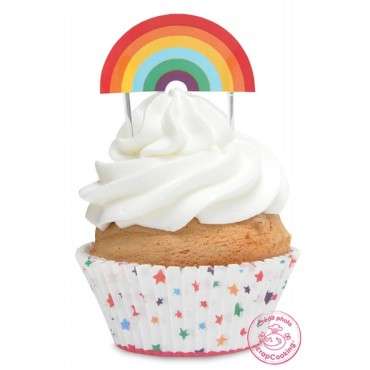 Regenbogen Cupcake Set mit Dekopieckser 48-teilig - Scrapcooking SC5051