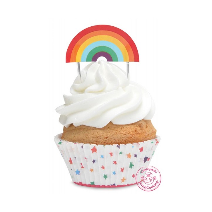 Regenbogen Cupcake Set mit Dekopieckser 48-teilig - Scrapcooking SC5051