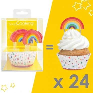 ScrapCooking Baking Cups & Toppers Rainbow Set/24 - SC5051