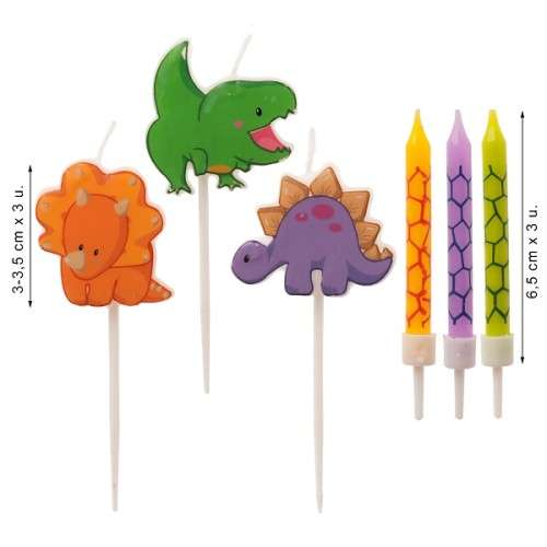 deKora Dinosaur Cake Candle Set, 15 pcs