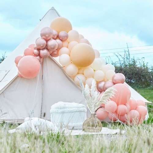 Ginger Ray Peach-Nude-Rose Chrome Balloon Arch Kit, 205 parts