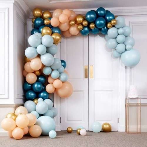 Ginger Ray Teal-Gold Chrome Balloon Arch Kit, 200 parts