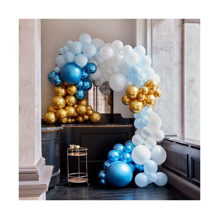 Ginger Ray Balloon Arch Blue and Gold Chrome GR-BA-323