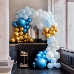 Ginger Ray Blue and Gold Chrome Balloon Arch Kit, 200 parts