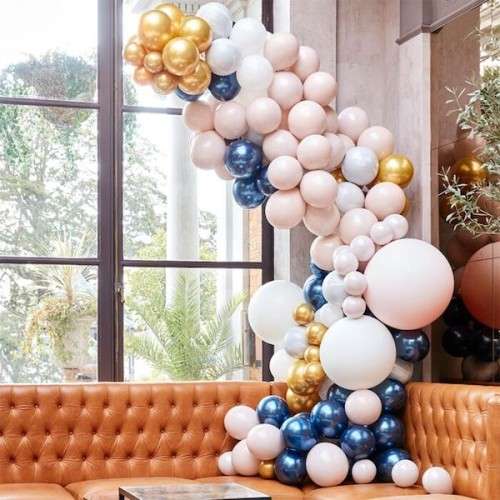 Ginger Ray Ballonbogen Set Marble, Navy und Gold Chrome, 200 teilig