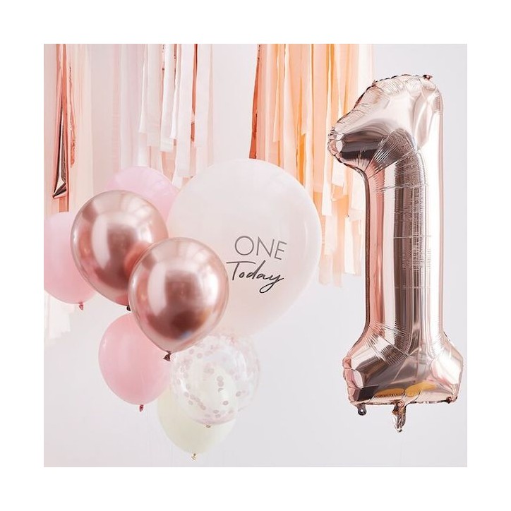 Ginger Ray One Today Ballon Set Rosa-Rosegold GR-MIX-375