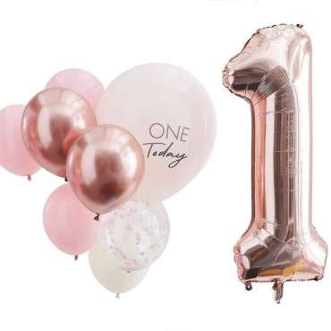 Ginger Ray One Today Balloon Set Rose Gold Pink GR-MIX-375