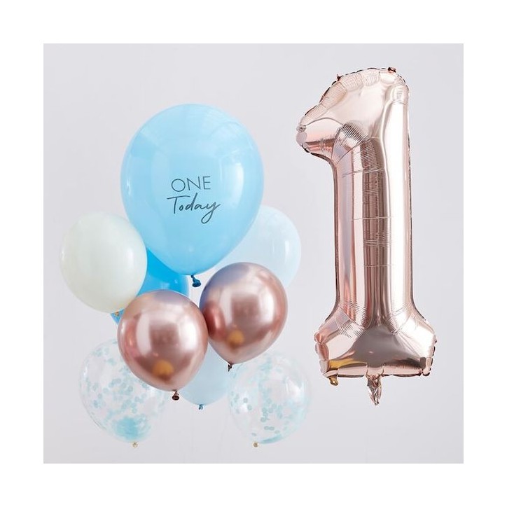 Ginger Ray One Today Ballon Set Blau-Rosegold GR-MIX-376