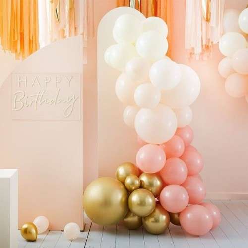 Ginger Ray Peach and Gold Balloon Arch Kit, 4 Meter