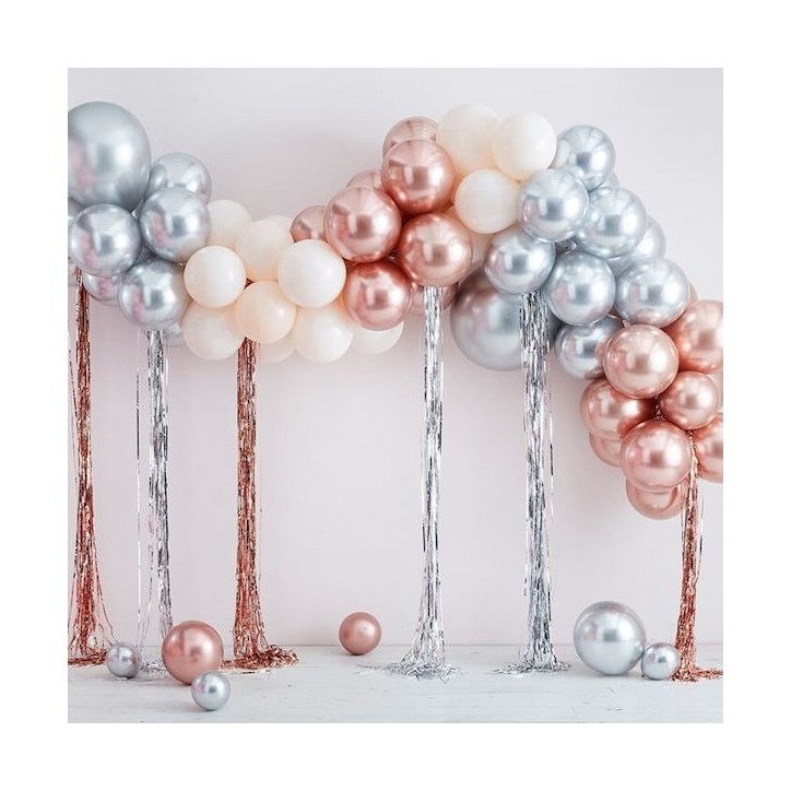 Ginger Ray Mixed Metallic Balloon Arch Set with Streamers GR-MIX-407