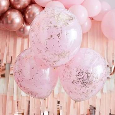 Ginger Ray Double Layered Pink and Rose Gold Confetti Balloons GR-MIX-457