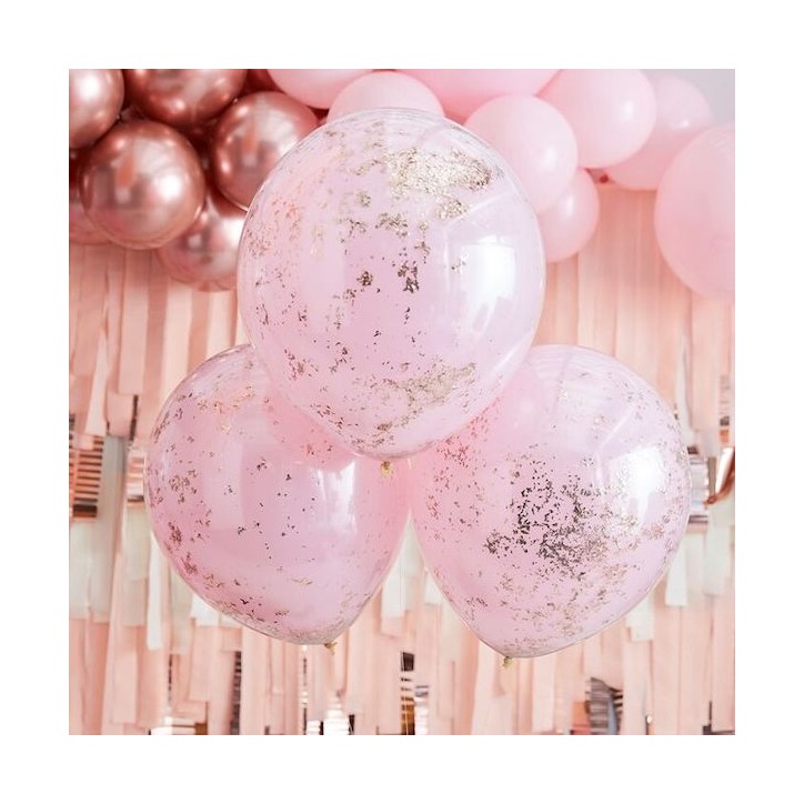 Ginger Ray Double Layered Pink and Rose Gold Confetti Balloons GR-MIX-457