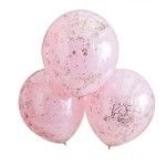 Ginger Ray Pink and Rose Gold Confetti Balloons 45cm, 3 pcs