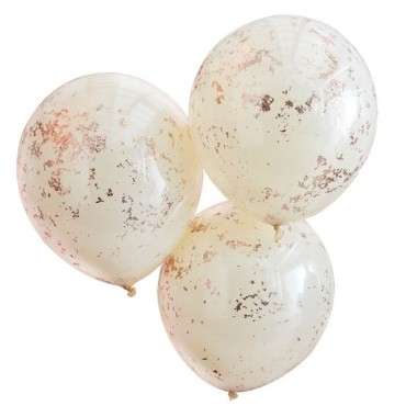 Ginger Ray Creme und Rosegold Konfetti Ballons 45cm GR-MIX-458