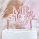 Ginger Ray Mr and Mrs Rose Gold Acrylic Wedding Cake Topper