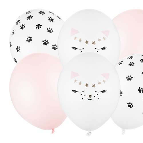 PartyDeco Meow Kitty Cat Balloons Mix, 6 pcs