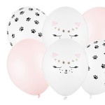 PartyDeco Meow Kitty Cat Balloons Mix, 6 pcs