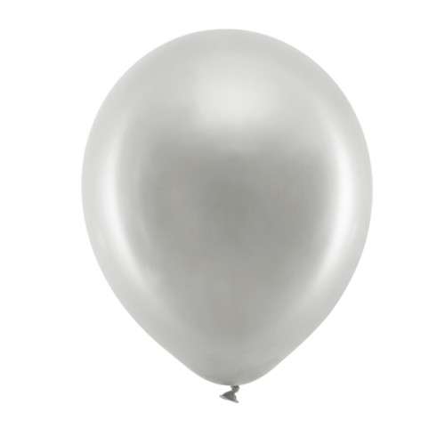 PartyDeco Rainbow Balloons Metallic Silber, 10 pcs