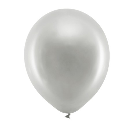 PartyDeco Rainbow Balloons Metallic Silver PD-RB30M-018-10