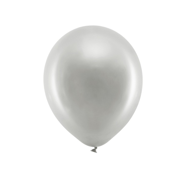 PartyDeco Rainbow Balloons Metallic Silver PD-RB30M-018-10