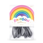 PartyDeco Rainbow Balloons Metallic Silber, 10 pcs