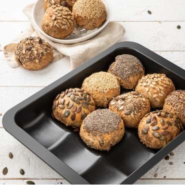 Bun Baking Pan - Zenker Black Metallic Bread Rolls Tin 6517