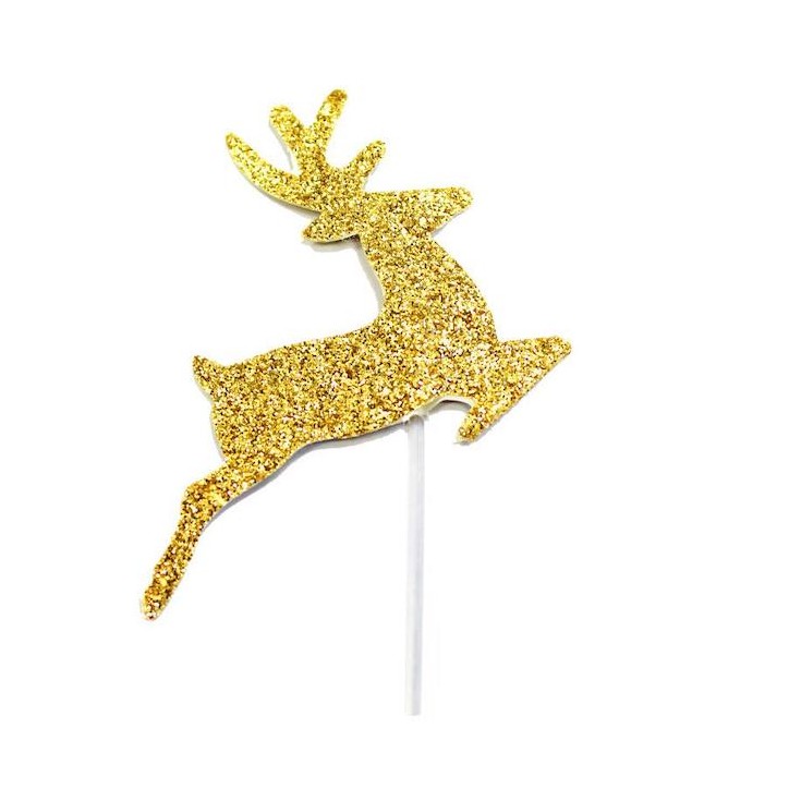 Anniversary House Cupcake Toppers Gold Glitter Reindeer AH-M560