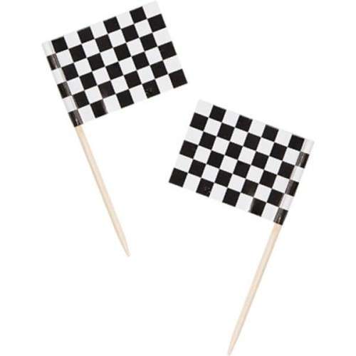 Anniversary House Racing Stripes Chequered Flag Picks, 50 pcs