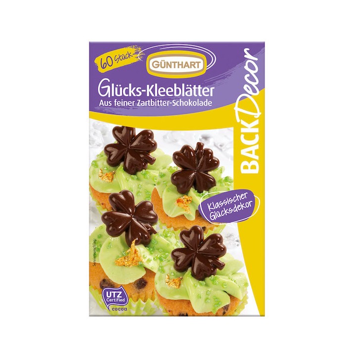 Günthart Dark Chocolate Cake Decor Shamrocks GU-01174