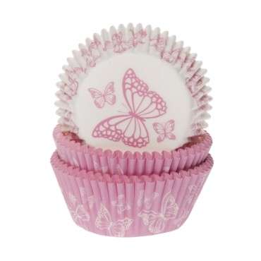 House of Marie Baking Cupcake Liners Butterfly Pink 50x33mm HOF-1852ASVL50/30