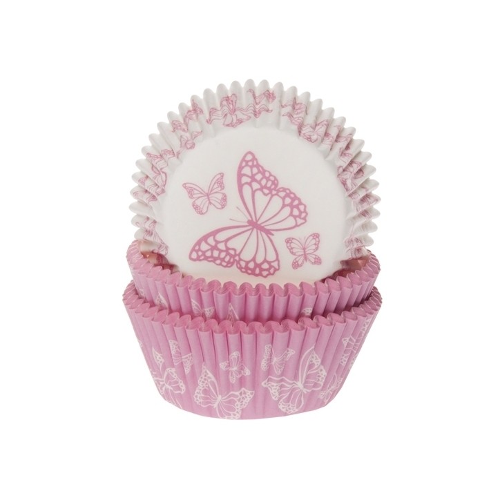 House of Marie Baking Cupcake Liners Butterfly Pink 50x33mm HOF-1852ASVL50/30