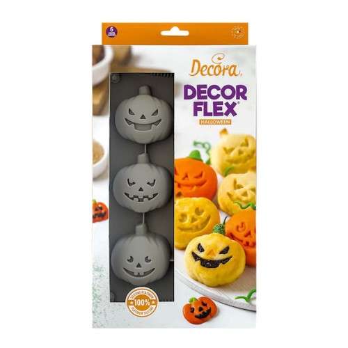 Decora Halloween Pumpkin Silicone Baking Mold, 6 pcs