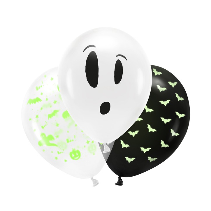 PartyDeco Blacklight Halloween Boo! balloon mix PD-BU12