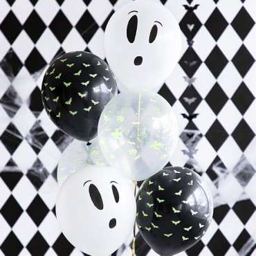 PartyDeco Blacklight Halloween Boo! balloon mix PD-BU12