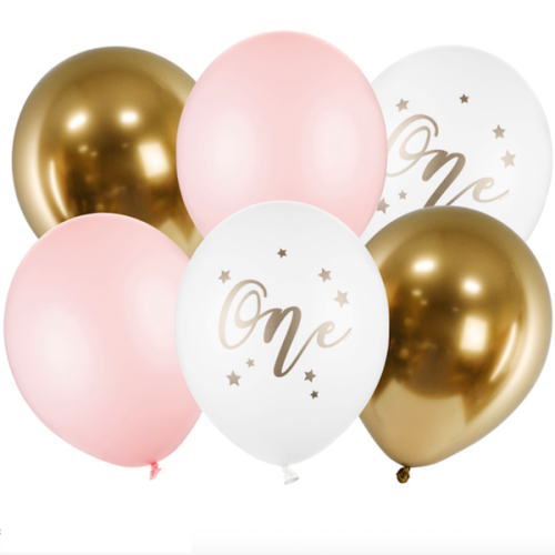 PartyDeco Ballon Set One Pastellrosa, 6 Stk