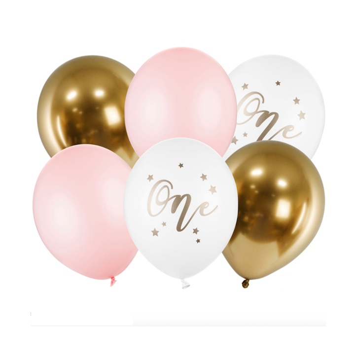 PartyDeco Balloon Set Latex One Pastell Pink-Gold PD-SB14P-307-081B-6