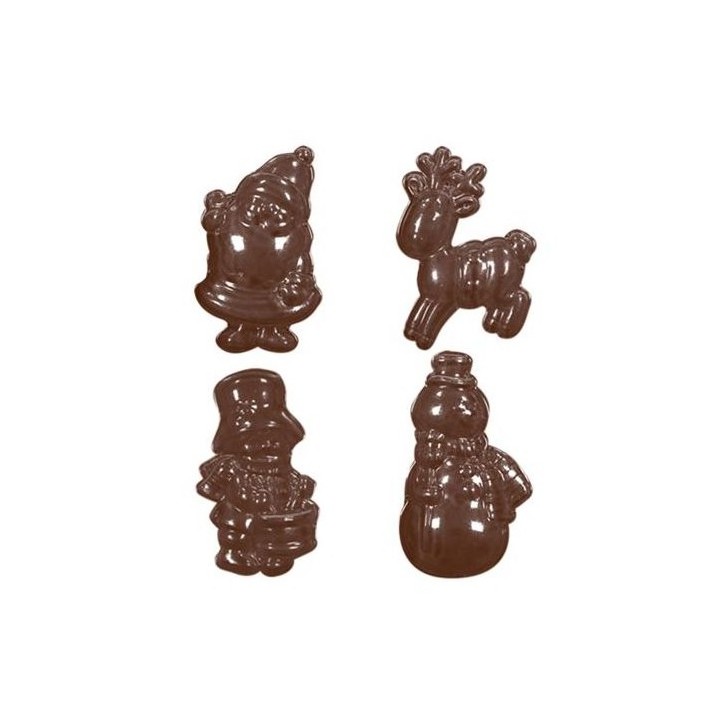 MT-90-4109 Praline Moulds Christmas Boy/Snowman/Santa/Deer