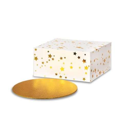 Anniversary House Gold Star Cake Box with Board 26cm