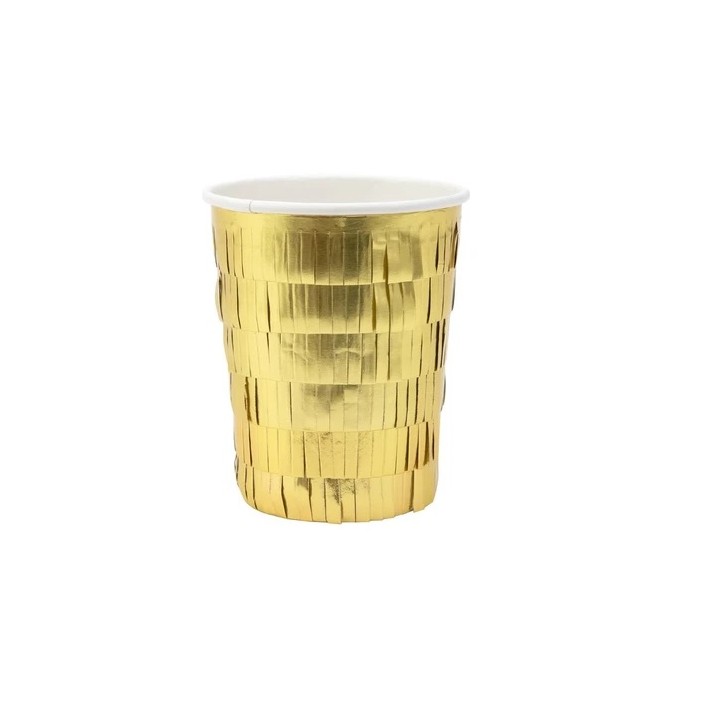 Pappbecher mit goldenen Fransen - Meri Meri Gold Fringe Party Cups 197205